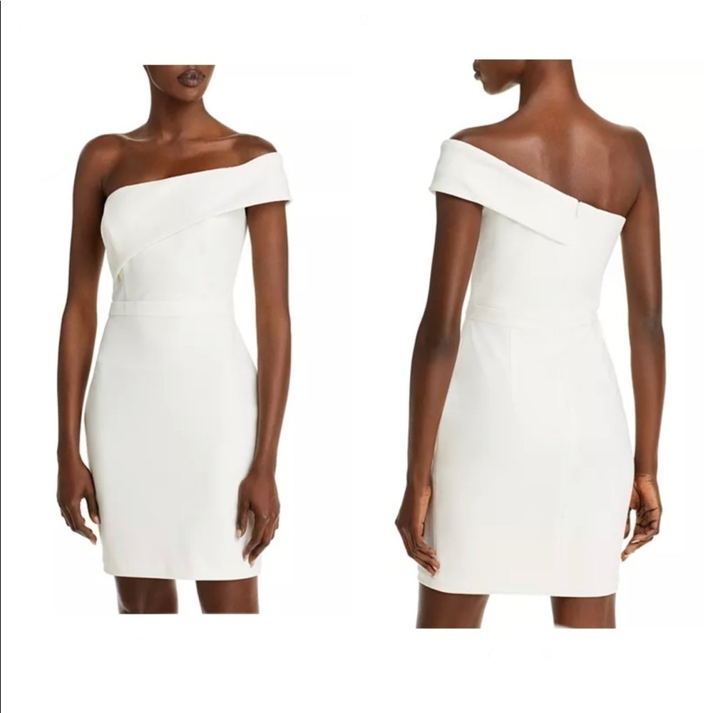 AQUA One Shoulder Scuba Crêpe Dress